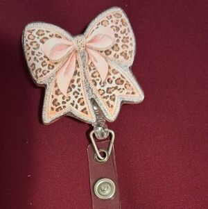 Star Shaped Badge Reel with Leopard Print